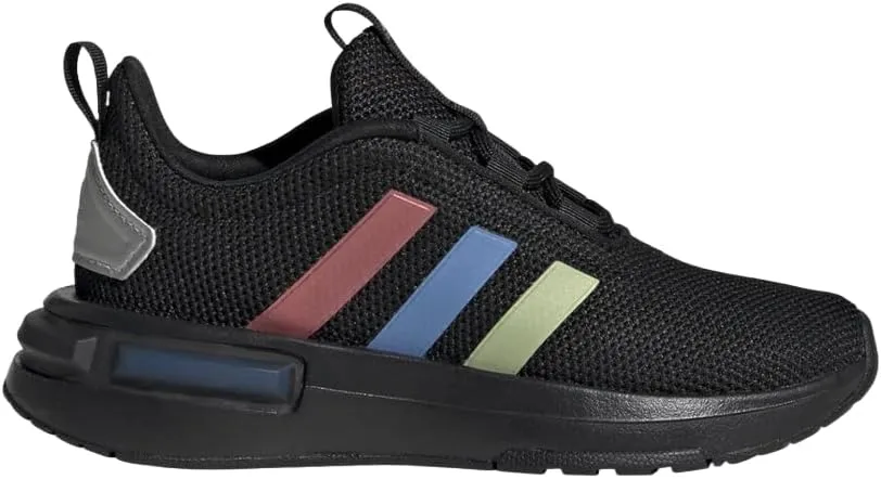 adidas Racer TR23 Elastic Lace Sneaker, Black/Silver Metallic/Black, 1 US Unisex Little Kid