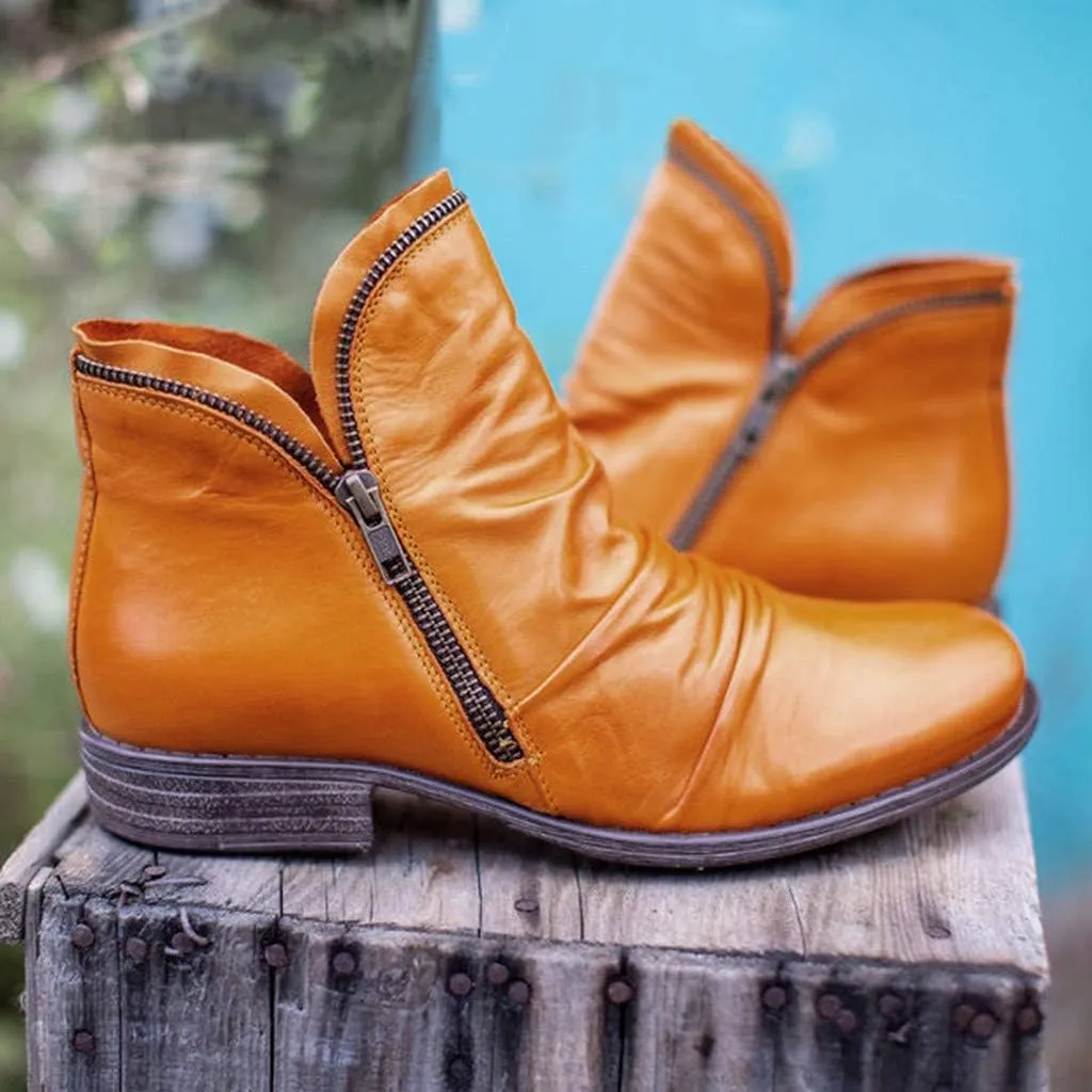 AMDBEL Fall Boots for Women 2023, Ankel Boots for Women Wedge Ankle Boots Braided Strap Western Heeled Booties Dress Shoes