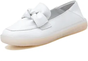 AngryMonkey Women's Soft Leather Soft Bottom Flat Shoes Leisure Slip-ons Beef Tendon Non-Slip Comfort Round Toe Driving Mom Walking Loafers