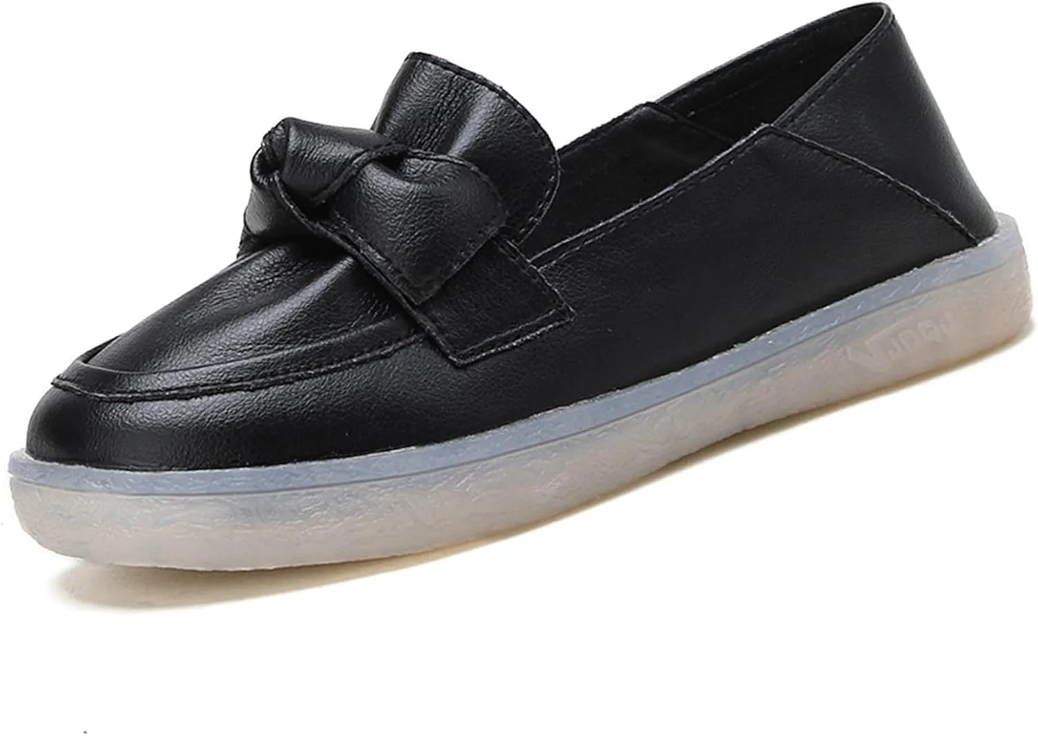 AngryMonkey Women's Soft Leather Soft Bottom Flat Shoes Leisure Slip-ons Beef Tendon Non-Slip Comfort Round Toe Driving Mom Walking Loafers
