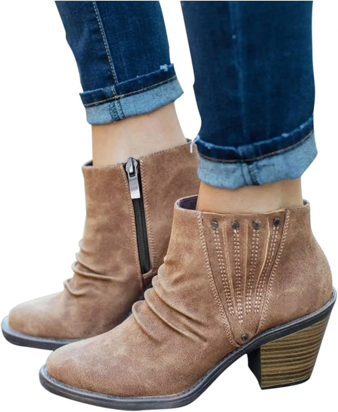 Ankle Boots for Women Low Heel,Summer Caged Gladiator Block Heel Strappy Dress Dressy Sandals Shoes for Women