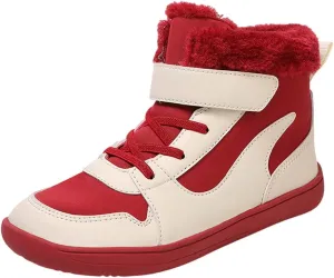 Big Kids Barefoot Fr Lined Boots Boys Girls Black Running Snow Fleece Boots Fuzzy Hiking Walking Flat Shoes