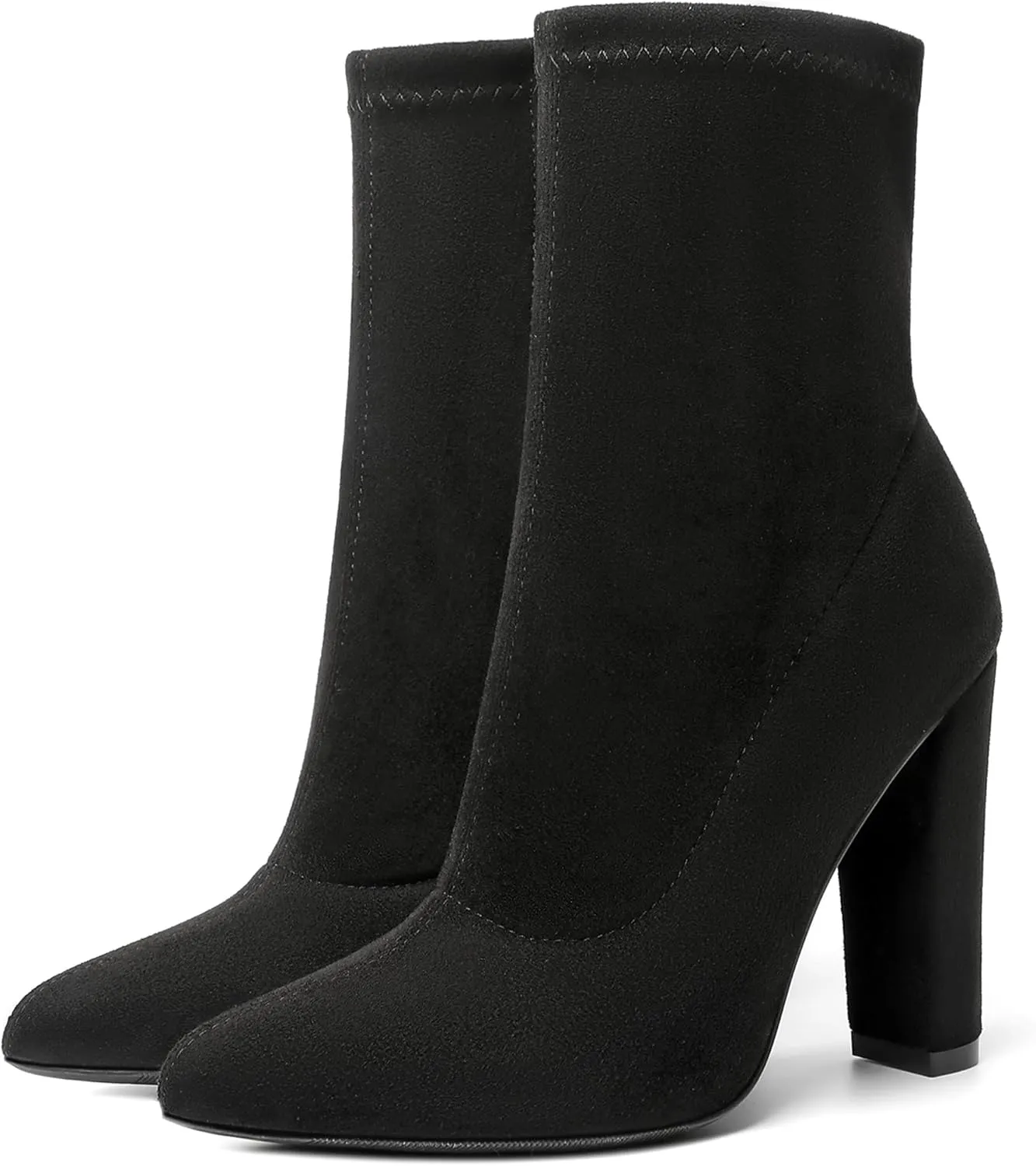Black Boots for Women Heeled Boots Sock Boots Black Booties for Women High Heel Boots Black Ankle Boots Suede Sexy Dress Fall Winter Boots Mid Calf Boots Party Casual