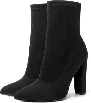 Black Boots for Women Heeled Boots Sock Boots Black Booties for Women High Heel Boots Black Ankle Boots Suede Sexy Dress Fall Winter Boots Mid Calf Boots Party Casual