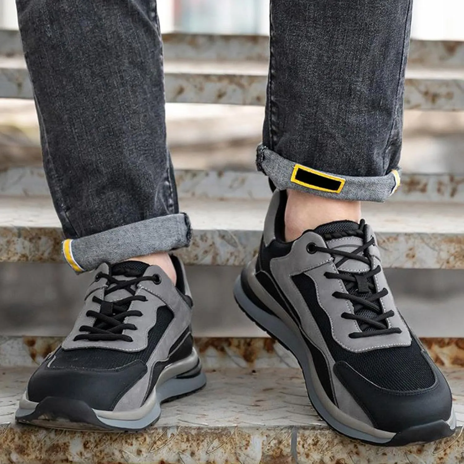 Black Sneakers for Men Plantar Fasciitis Shoes Women Men's Mesh Sneakers Round Toe Slip On Casual Platform Loafers for Women Wide Dress Sneakers Men