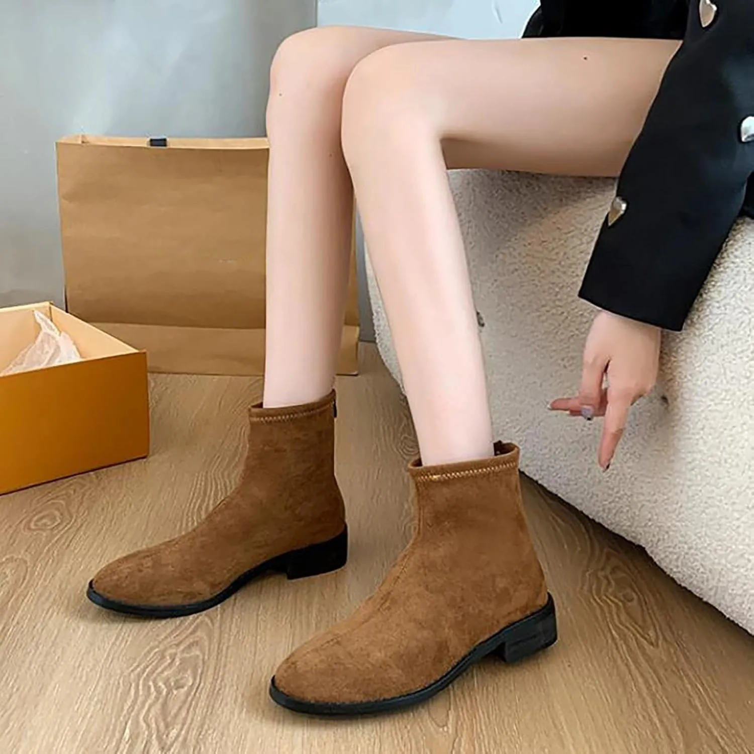 Boots Women Beige Boots for Women Cow Boots for Women Wide Calf Boots Women'S Ankle Boots & Booties Comfort White Boots Men
