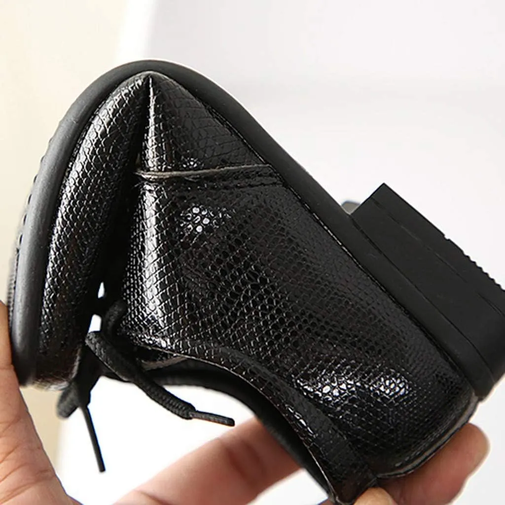 Boys Derby Leather Formal Dress Shoes Pointed Toe Oxford Lace Up Wedding Party Performance Prom Dress up Shoes