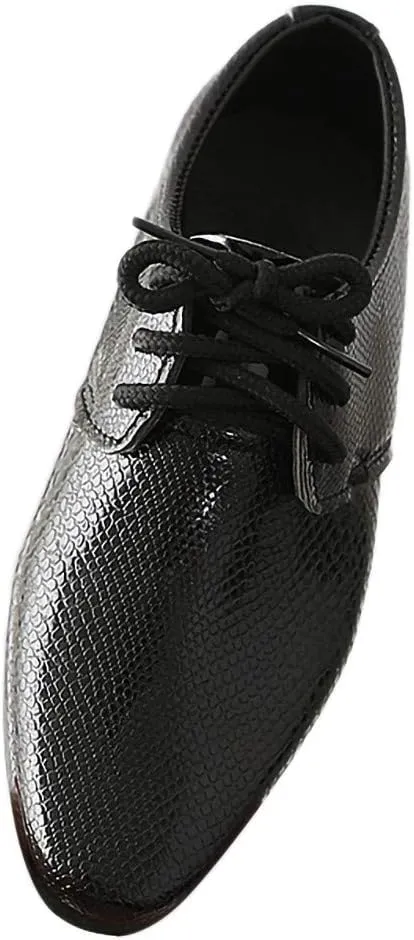 Boys Derby Leather Formal Dress Shoes Pointed Toe Oxford Lace Up Wedding Party Performance Prom Dress up Shoes