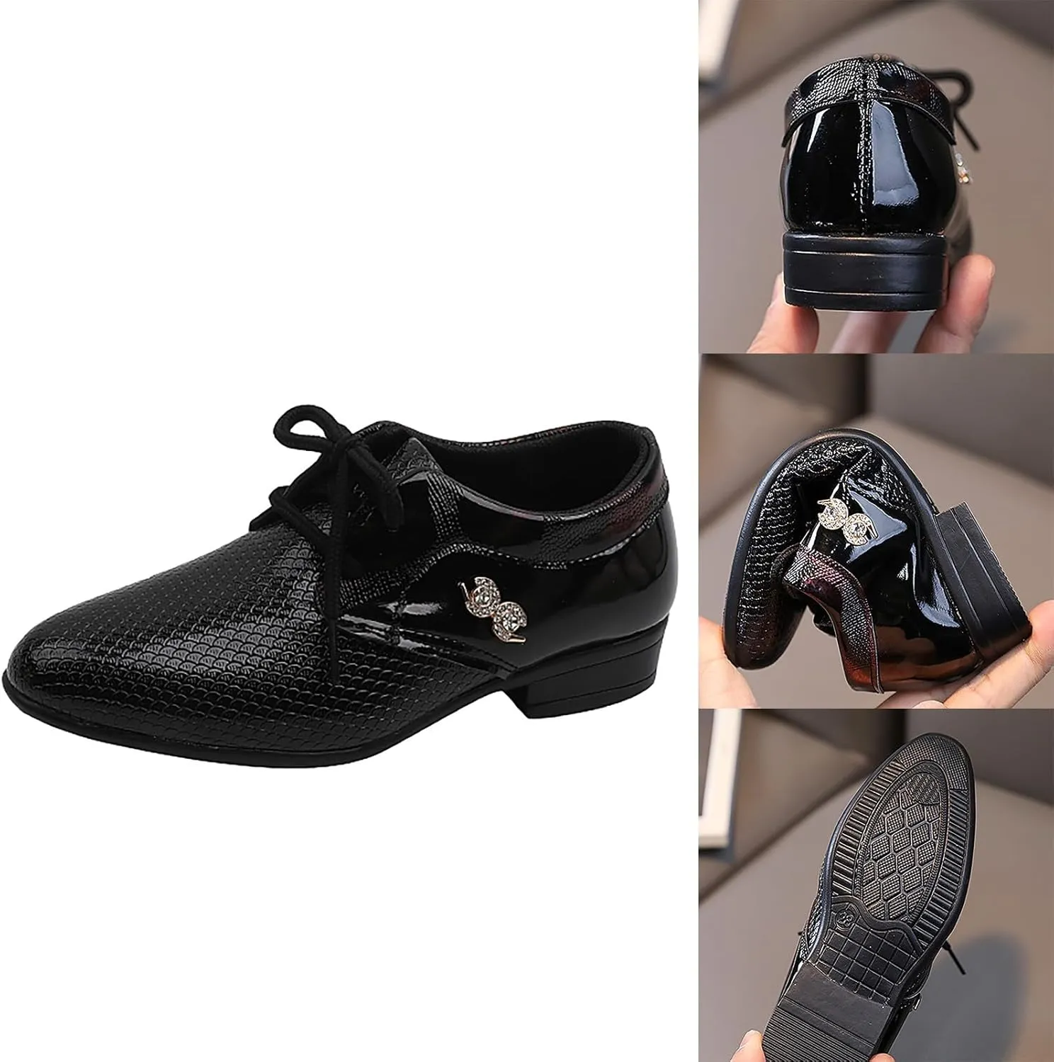 Boys Dress Shoes Toddler Kids Baby British Style Casual Shoes Rhinestone Decor Formal Oxfords Wedding Dance Party Shoes