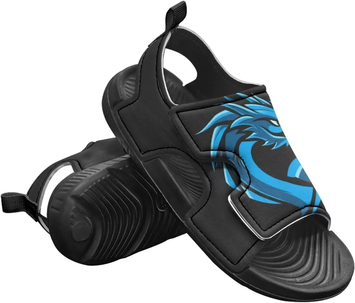 Boys Sandals Summer Kids Shoes Fire Dragon Print Open Toe Sport Outdoor Athletic Sandals Quick Dry Water Shoes