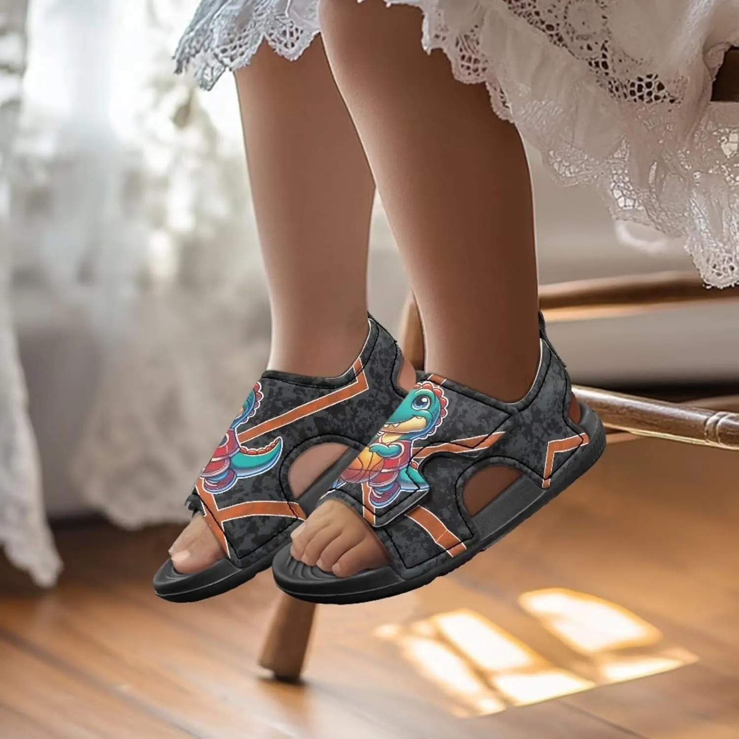 Boys Sandals Summer Kids Shoes Fire Dragon Print Open Toe Sport Outdoor Athletic Sandals Quick Dry Water Shoes
