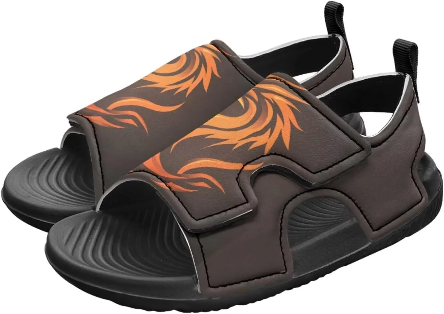 Boys Sandals Summer Kids Shoes Fire Dragon Print Open Toe Sport Outdoor Athletic Sandals Quick Dry Water Shoes