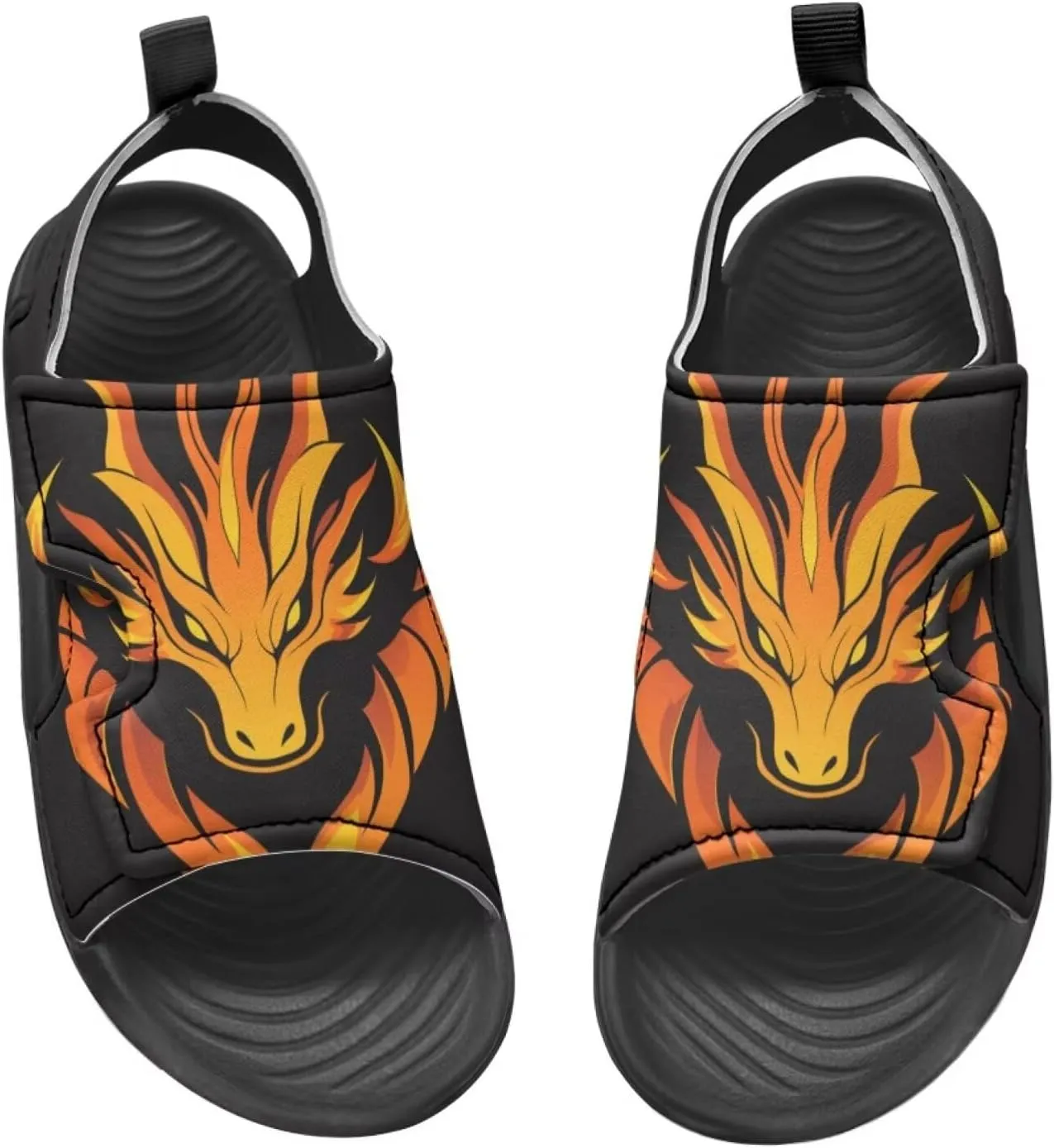 Boys Sandals Summer Kids Shoes Fire Dragon Print Open Toe Sport Outdoor Athletic Sandals Quick Dry Water Shoes