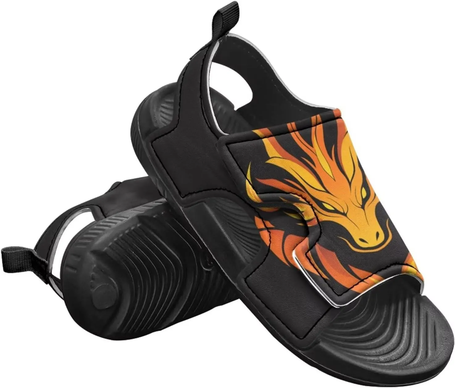 Boys Sandals Summer Kids Shoes Fire Dragon Print Open Toe Sport Outdoor Athletic Sandals Quick Dry Water Shoes