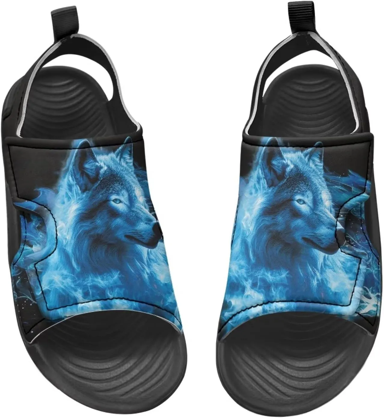Boys Sandals Summer Kids Shoes Fire Dragon Print Open Toe Sport Outdoor Athletic Sandals Quick Dry Water Shoes