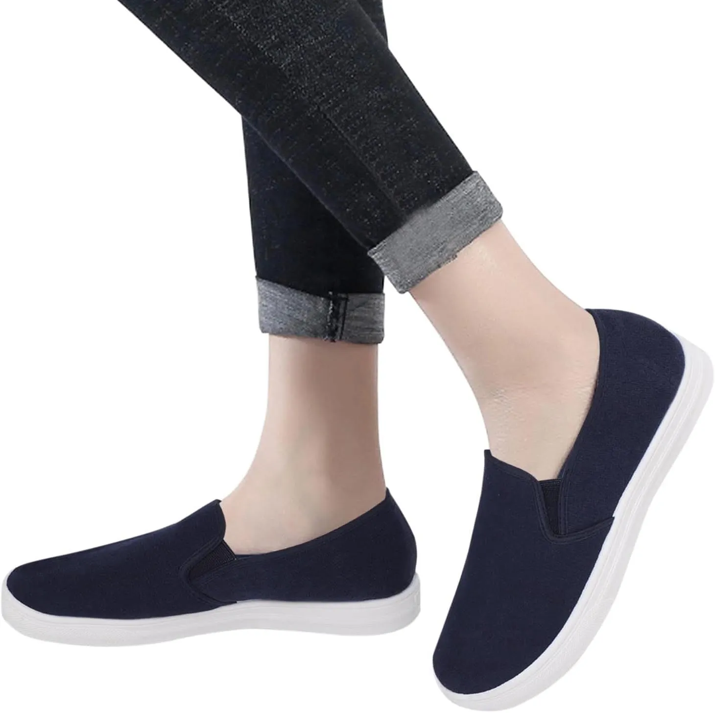 Casual Shoes for Women Wide Width Flat Bottom Loafers for Women Wide Round Toe Flats Comfortable Fashion Walking for Ladies Womens Work Shoes