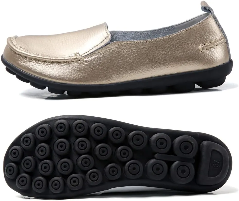 Casual Womens Loafers Shoes Soft Leather Lightweight Classic Penny Slip-on Loafers Outdoor Indooor Walking Driving Moccasins Flats for Womens Nurse Loafers Flats