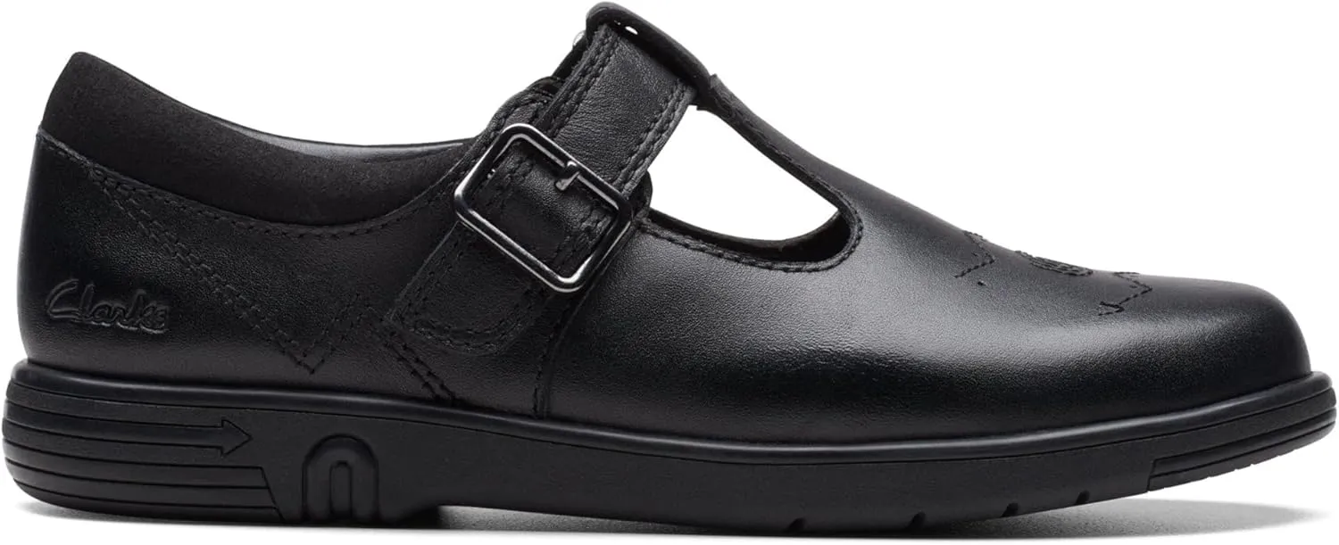 Clarks Girls Jazzy Tap K. Uniform Shoe, Black (Black Leather), 11.5 Little Kid