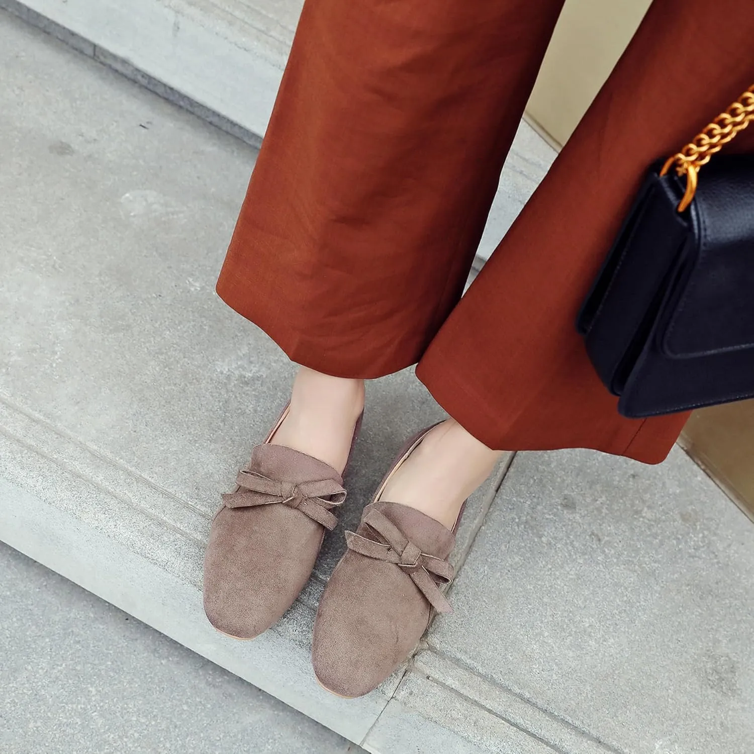 Classic Loafers Block Heel Square Toe Women Shoes