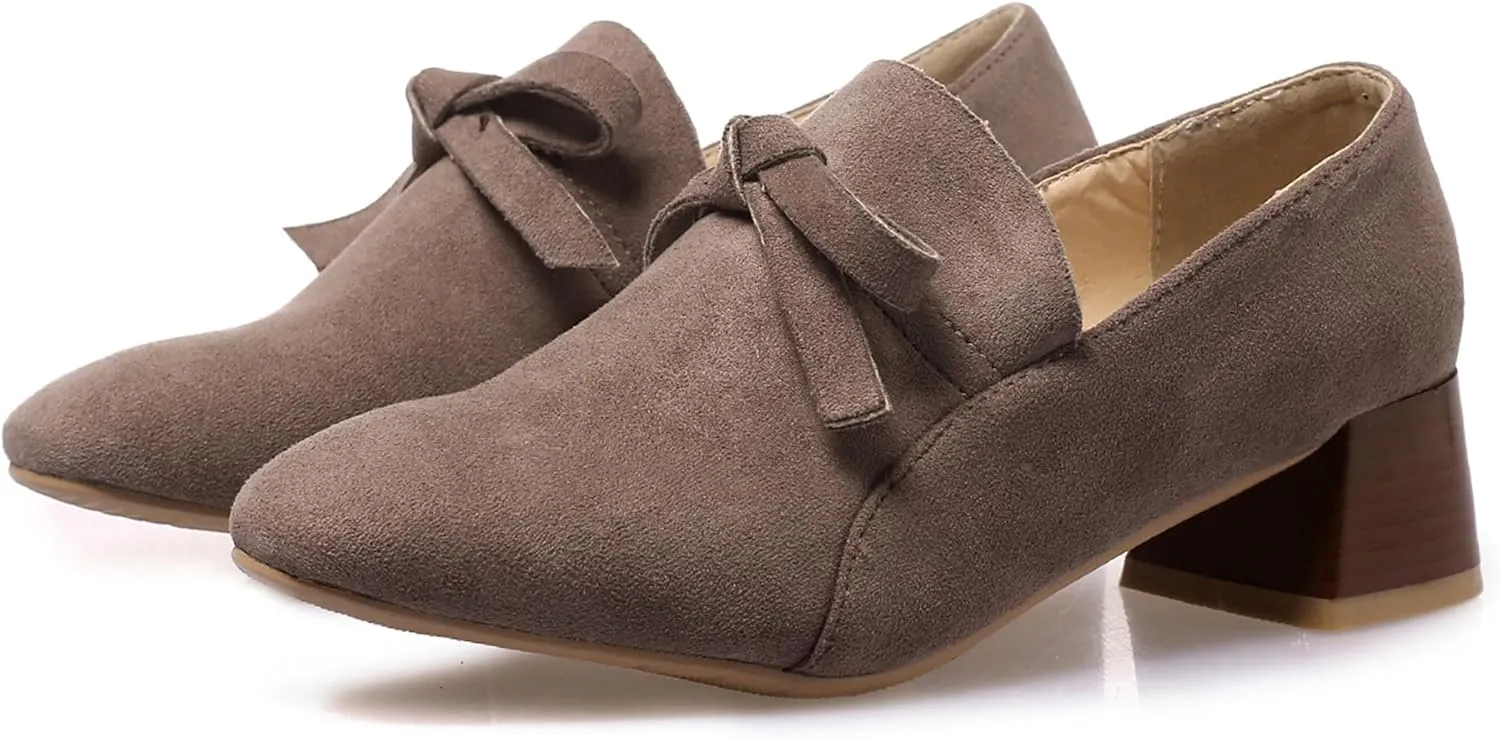 Classic Loafers Block Heel Square Toe Women Shoes