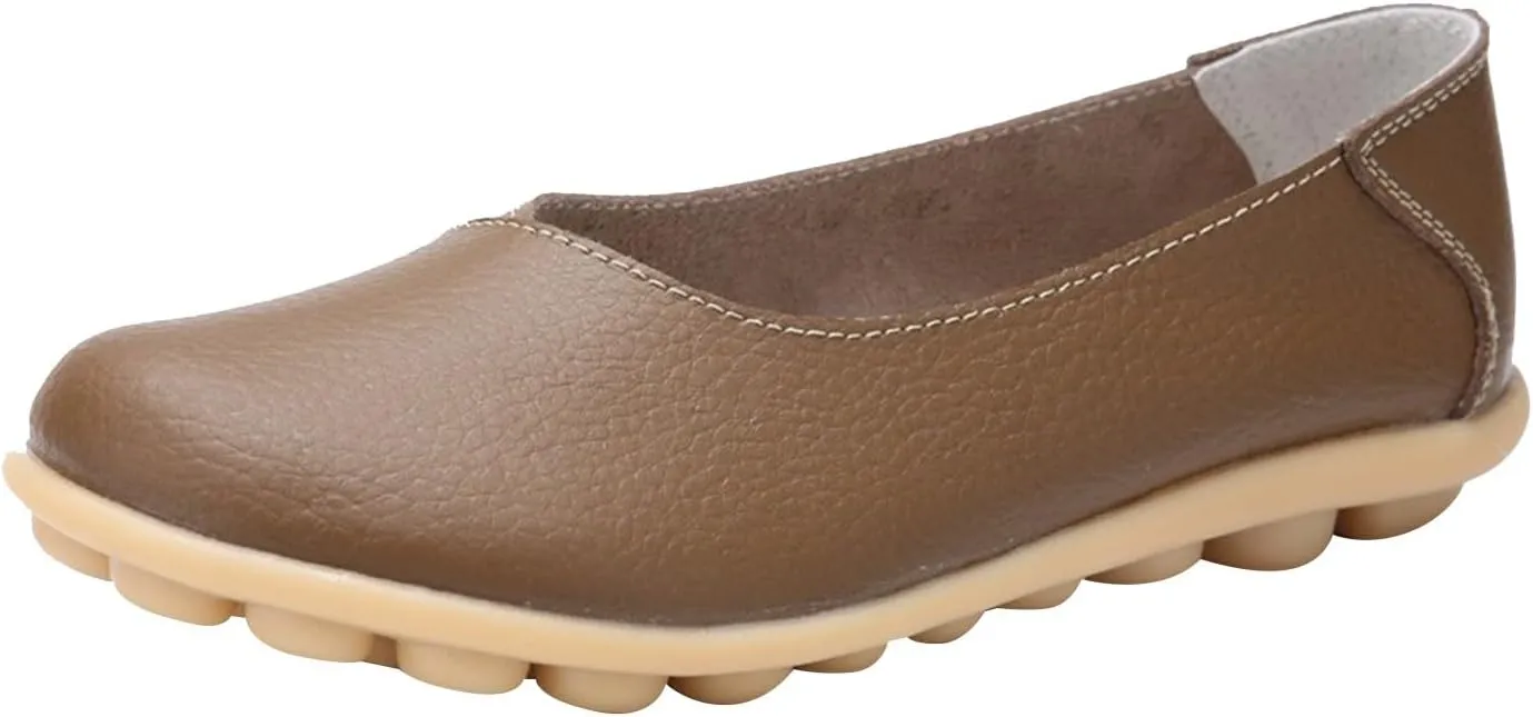 Comfortable Leather Shoes for Women Solid Non Slip 女式平底鞋 Shoes Soft Walking Driving Business Casual Elevator