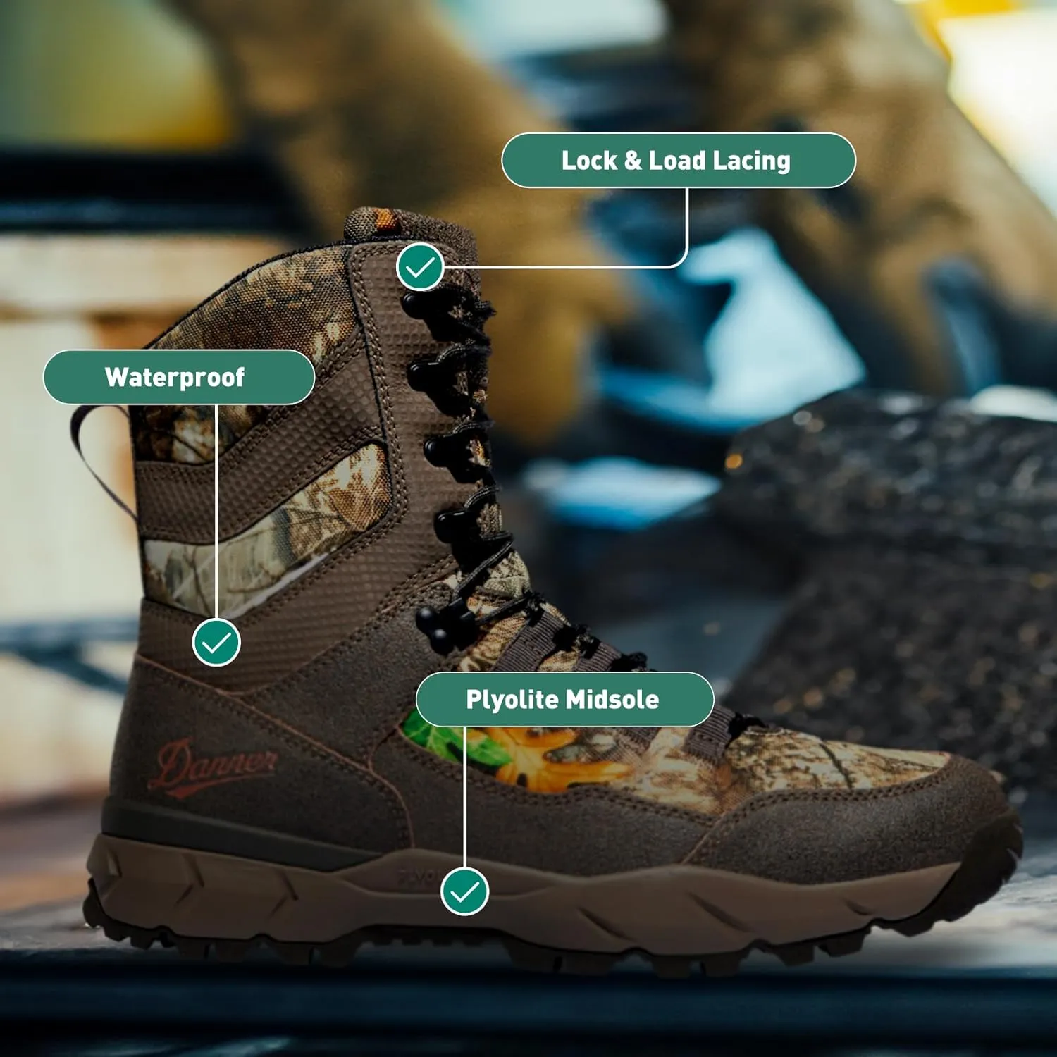Danner Vital 8 Waterproof Hunting Boots for Men - Abrasion-Resistant Leather & Textile Upper, Shock-Absorbing Footbed & Non Slip Traction Outsole
