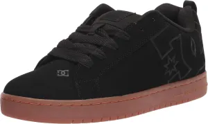DC Men's Court Graffik Casual Low Top Skate Shoe Sneaker, Black/Gum/Black, 10