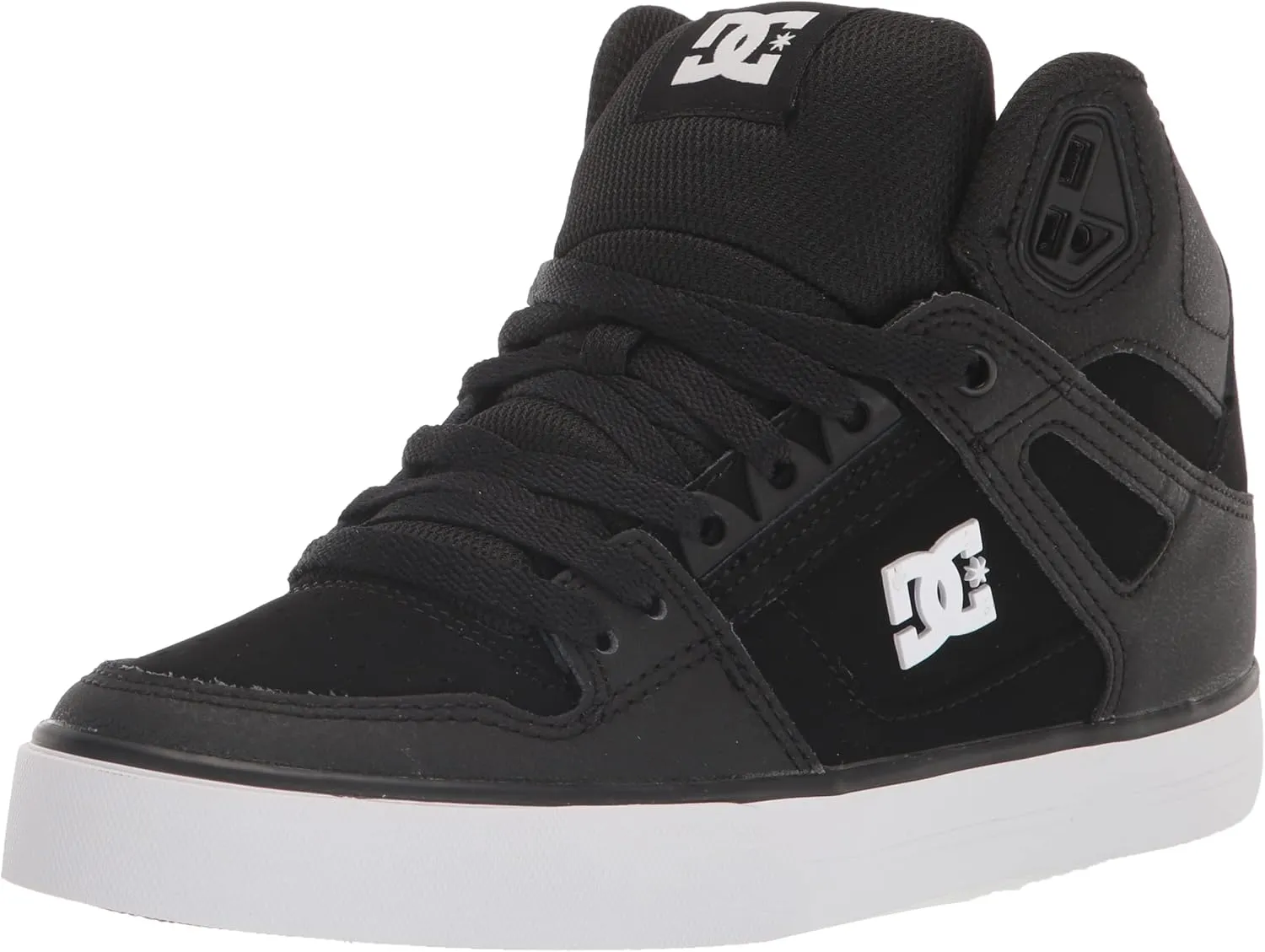 DC Men's Pure High Top Wc Skate Shoes Casual Sneakers, Black/Black/White, 7.5