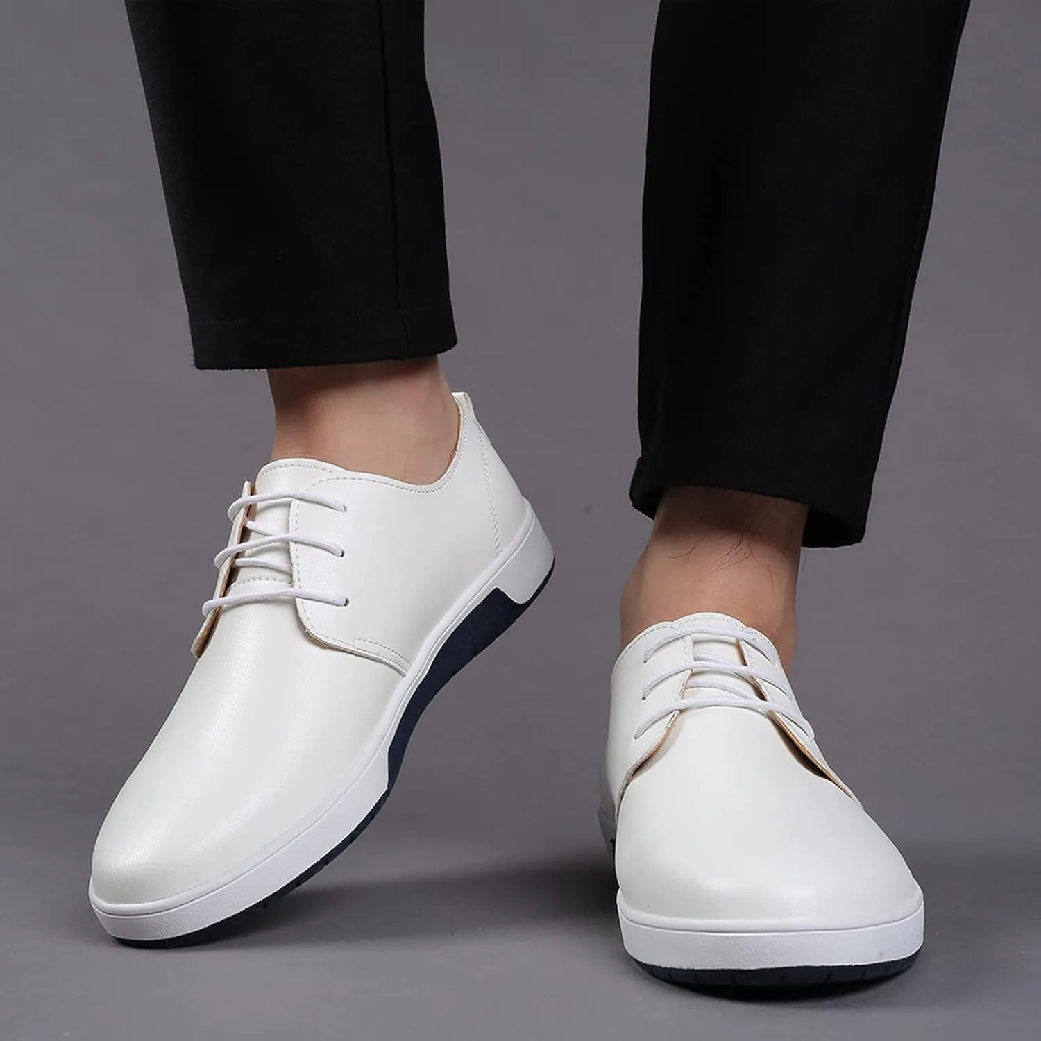 Extra Wide Business Shoes Men Summer Style Men's Breathable Comfortable Business Lace Up Leisure Solid Color Leather Shoes Men Dress Shoes Size 8 Wide