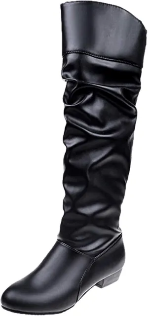 Extra Wide Calf Western Boots for Women Plus Size Dressy Boots Women 2 Inch Knee High Black Cowgirl Boots Wide Calf No Heel Womens Brown Leather Shoes Cowboy Boots for Women Booties and Mid Calf