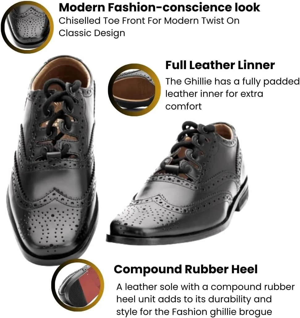 Fashion Ghillie Brogue - Kilt Shoes Black