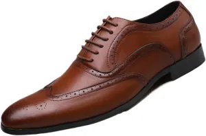 Fashionable Print Breathable Leather Shoes British Style Lace-up Brogue Oxford Men's Wedding Party Tuxedo Dress Shoes