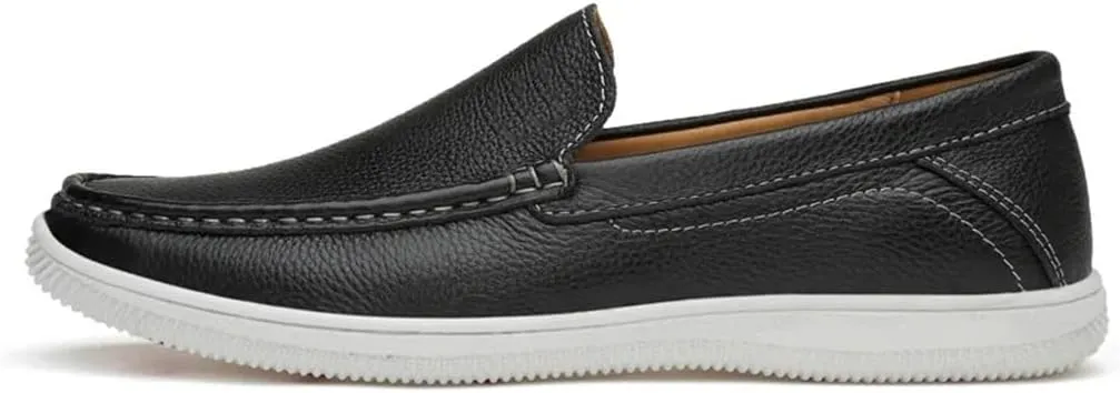FMURY Casual Mens Shoes Leather Slip On Shoes Men Loafers Driving
