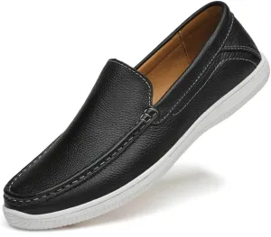 FMURY Casual Mens Shoes Leather Slip On Shoes Men Loafers Driving