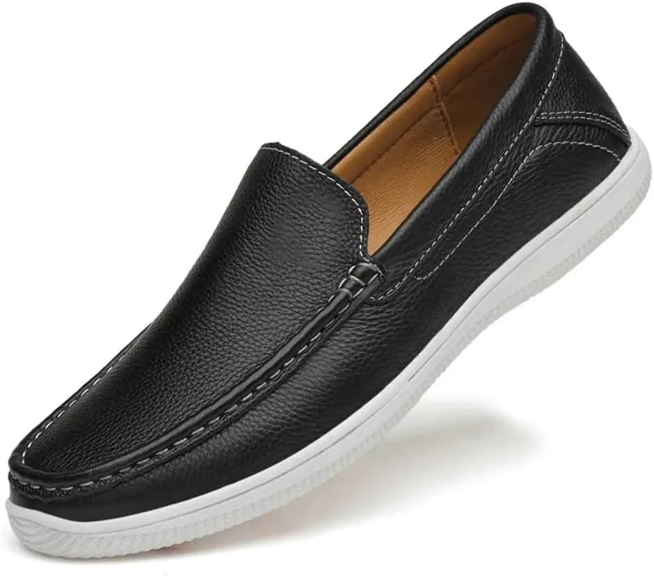 FMURY Casual Mens Shoes Leather Slip On Shoes Men Loafers Driving