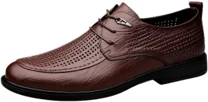 Formal Leather Shoes for Men Color Solid Business Fashion Summer Style Shoes Leather Men's Leisure Breathable Men's Leather Shoes Men's Dress Oxfords Breathable Mesh Shoes