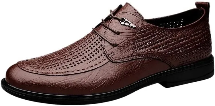 Formal Leather Shoes for Men Color Solid Business Fashion Summer Style Shoes Leather Men's Leisure Breathable Men's Leather Shoes Men's Dress Oxfords Breathable Mesh Shoes