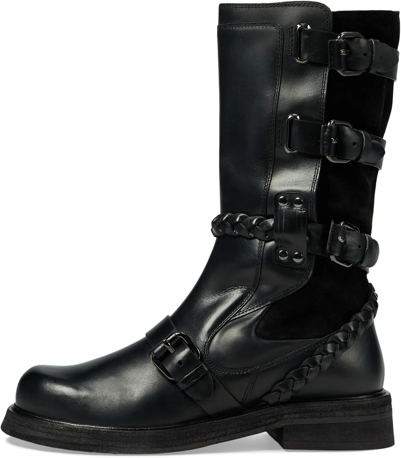 Free People Billie Buckle Womens Boots - Leather Upper - Leather Lining & Insole - Triple Buckle Design