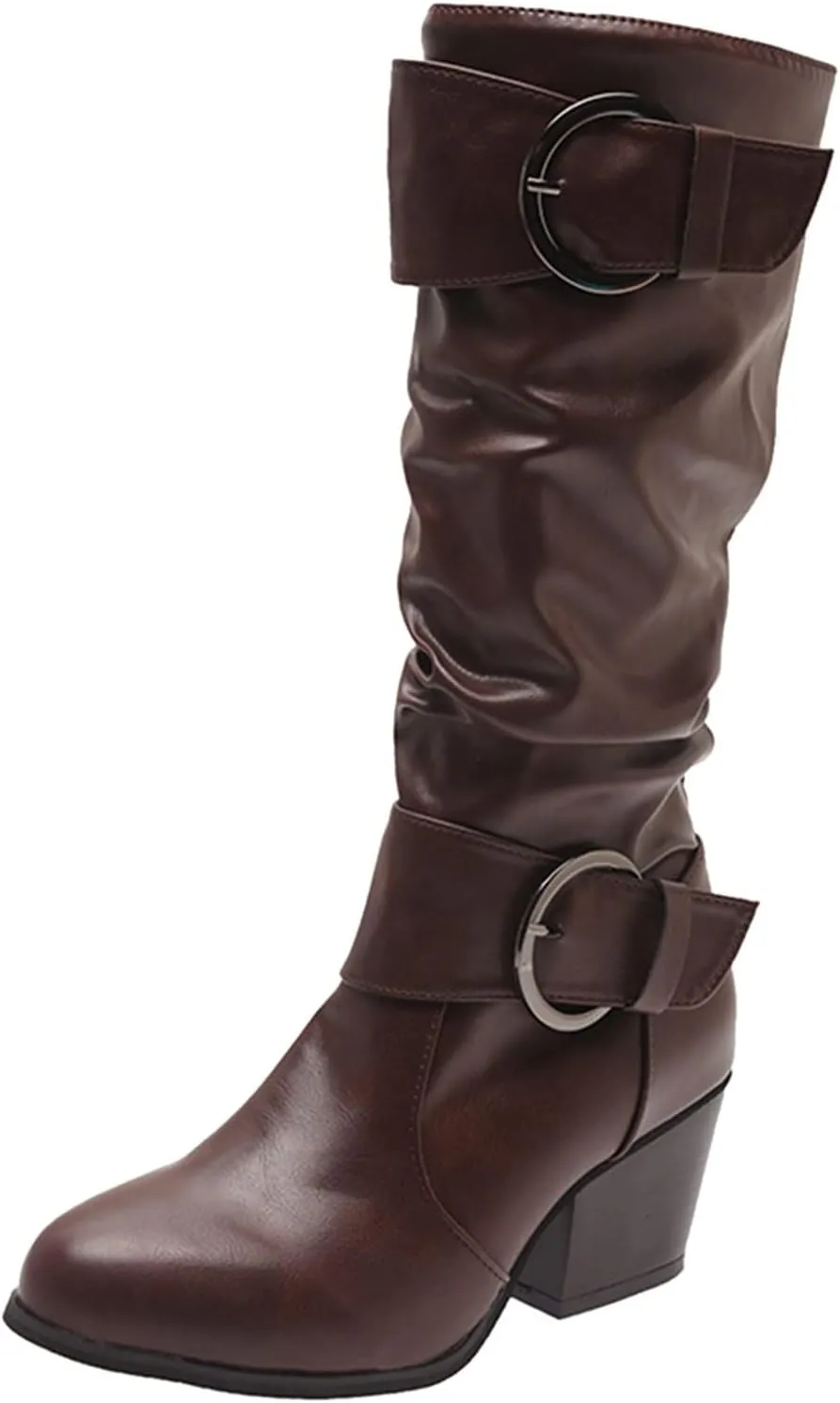 Gibobby Cowboy Boots for Women Square Toe Women Knee High Platform Boots Retro Ankle Boots Winter Short Boots 52