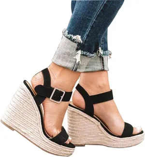 Gibobby Platform Shoes for Women,Ladies Open Toe Bohemia Weaving Sandals Ankle Strap Buckle Sandal Wedges Shoes