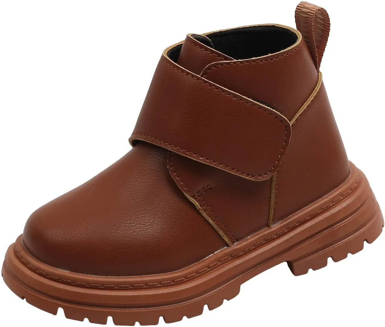 Girl's Ankle Riding Boots Faux Leather Short Booties Warm Outdoor Hiking Boots,Comfortable Water- Slip on Boots,Toddler Non Slip Texture Soft Durable Walking Boot Sole Baby Hook and Loop Boots