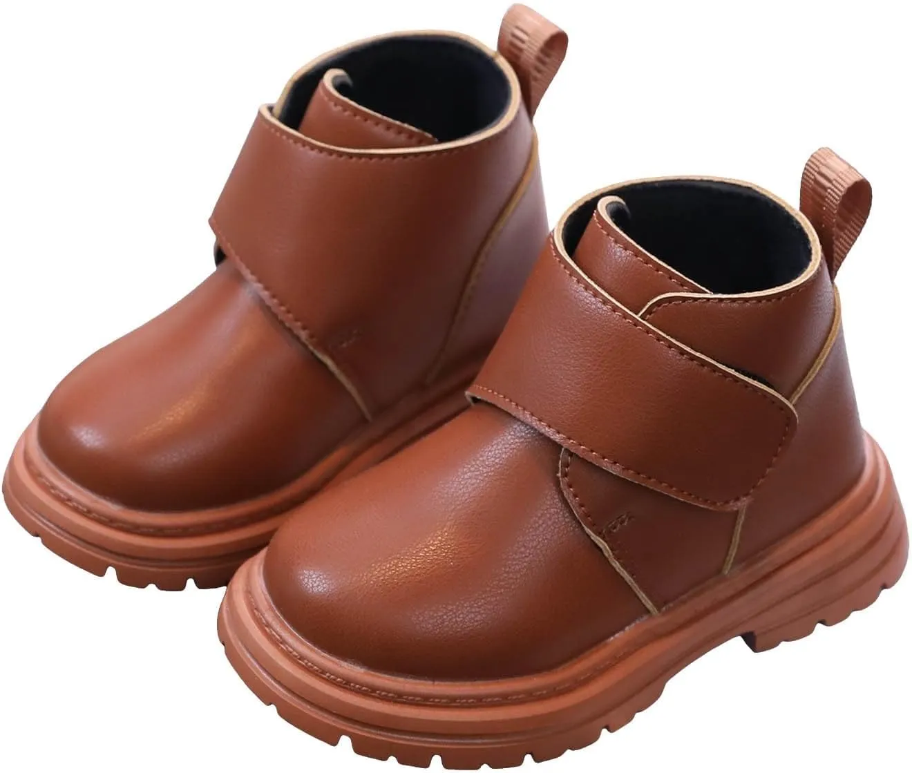 Girl's Ankle Riding Boots Faux Leather Short Booties Warm Outdoor Hiking Boots,Comfortable Water- Slip on Boots,Toddler Non Slip Texture Soft Durable Walking Boot Sole Baby Hook and Loop Boots