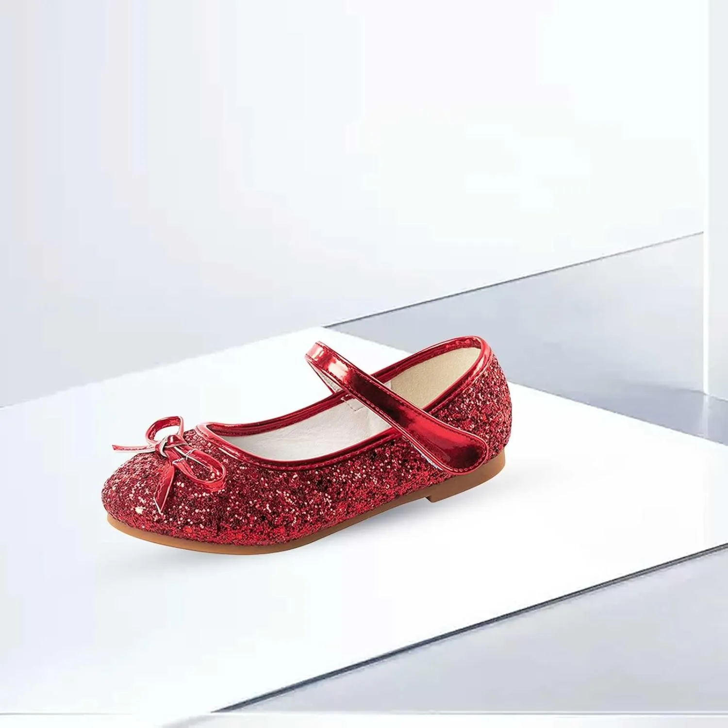 Girls Bowknot Glitter Dress Shoes Cute Mary Jane Low Heels Party Wedding Prom Formal Shoes for Preppy Teens Kids