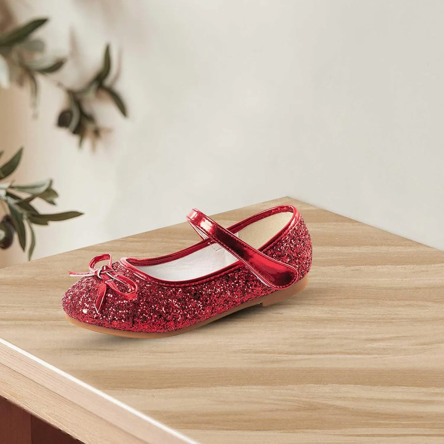 Girls Bowknot Glitter Dress Shoes Cute Mary Jane Low Heels Party Wedding Prom Formal Shoes for Preppy Teens Kids