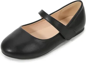 Girls Closed Toe Mary Jane Flat Big Kids School 𝐔niform Dress Low Heel Princess Hook And Loop Dress Shoes