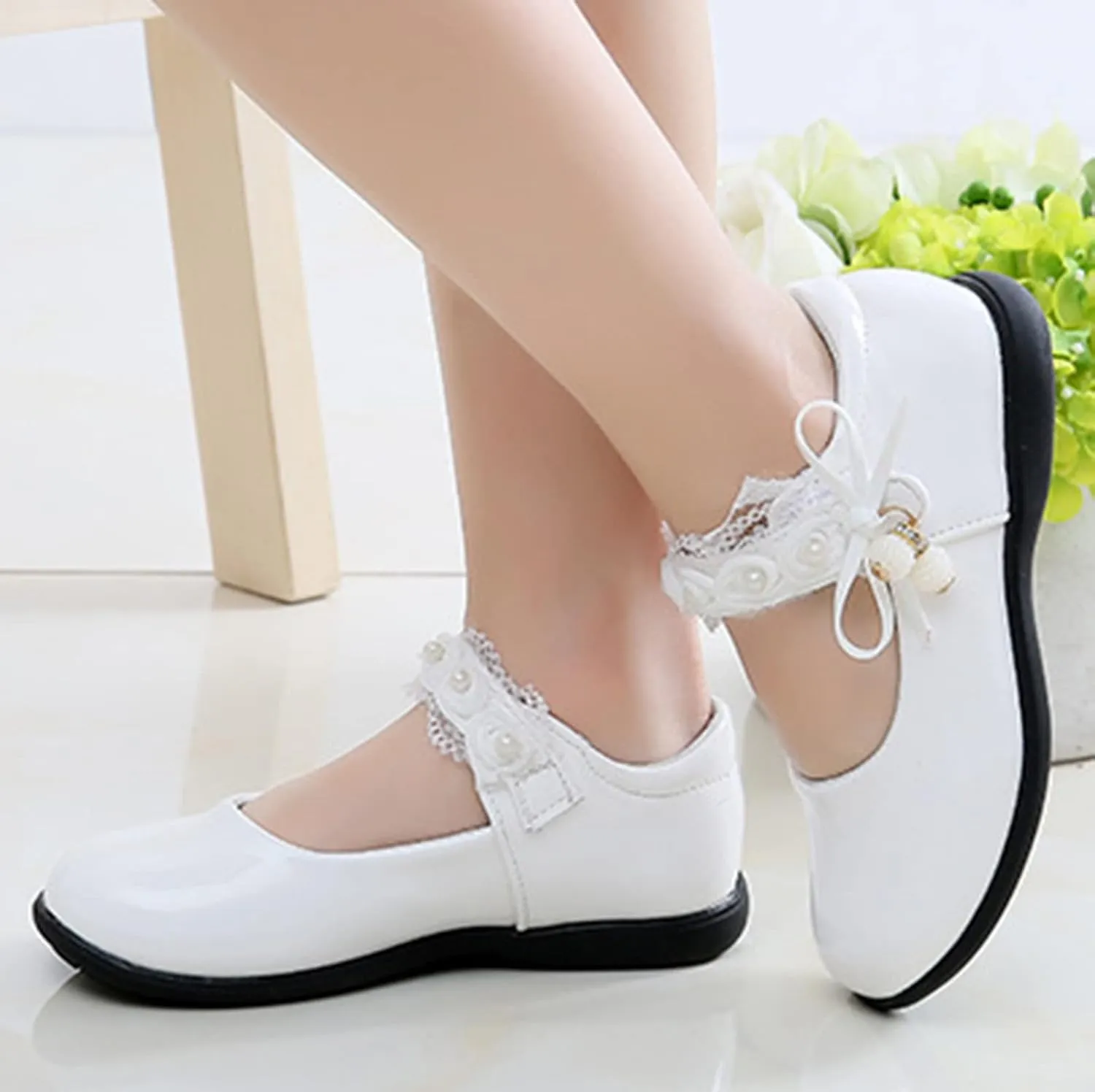 Girls Mary Jane Shoes School Kids Uniform Flat Ballet Strap Dress Formal Slip-On Shoes Performance Girl Church Shoes