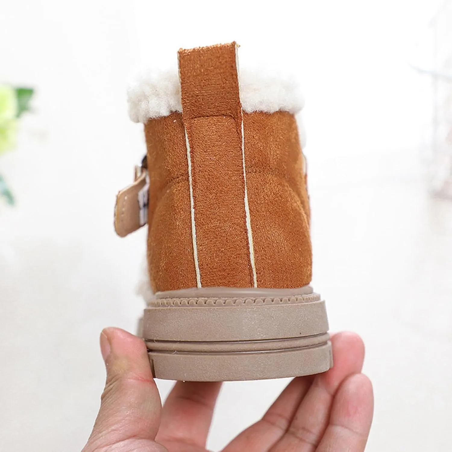 Girls Winter Boots Ankle Booties for Little Kids Suede Warm Fur Lining Comfortable Mini Cotton Platform Non Slip