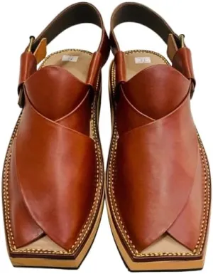 Handmade Traditional Brown Men's Leather Sandals, Peshawari Chappal, Comfortable Leather Footwear, Wedding Shoes