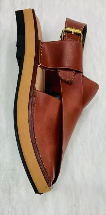 Handmade Traditional Brown Men's Leather Sandals, Peshawari Chappal, Comfortable Leather Footwear, Wedding Shoes