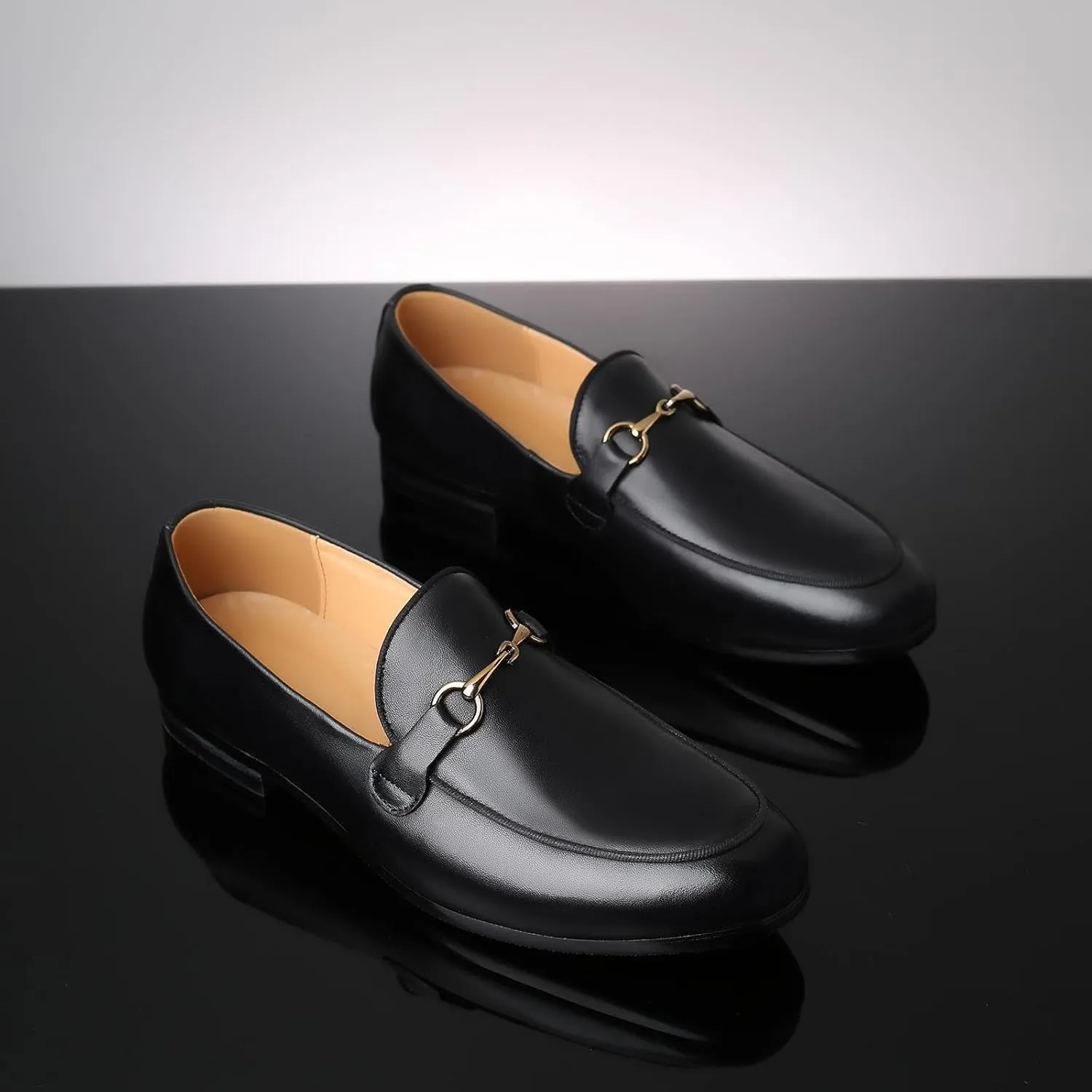 heelchic Women's Chunky Slip On Loafers, Penny Lug Sole Loafers for Women, Comfortable Patent Leather Casual Wide Toe Box Mid Heels Dress Shoes